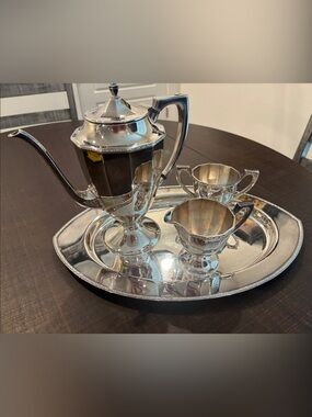 Vintage Benedict Mfg Co EPNS Silverplate 4-Piece Tea Service Set Pattern 1750
